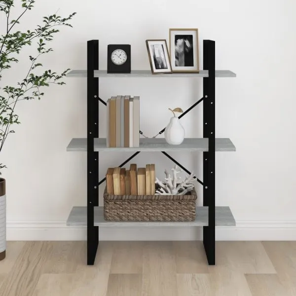 Bibliotecă, gri sonoma, 80x30x105 cm, lemn prelucrat