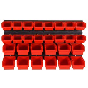 Set rafturi atelier 30 buc. roșu / negru 77×39 cm polipropilenă