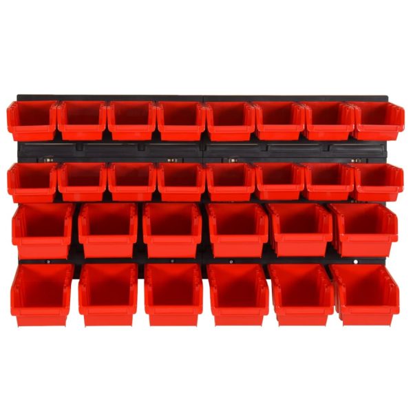 Set rafturi atelier 30 buc. roșu / negru 77×39 cm polipropilenă