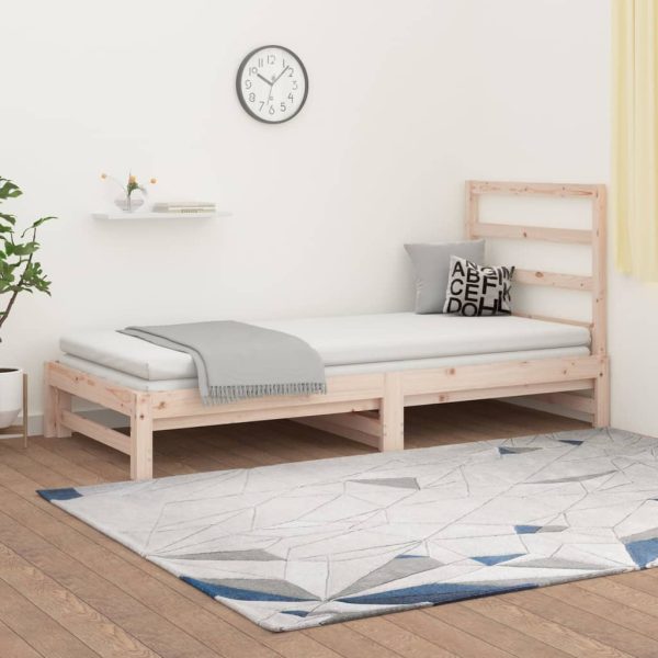 Pat de zi extensibil, 2x(90×200) cm, lemn masiv de pin
