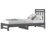 Pat de zi extensibil, gri, 2x(90×200) cm, lemn masiv de pin