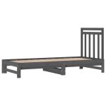 Pat de zi extensibil, gri, 2x(90×200) cm, lemn masiv de pin