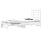 Pat de zi extensibil, alb, 2x(90×190) cm, lemn masiv de pin