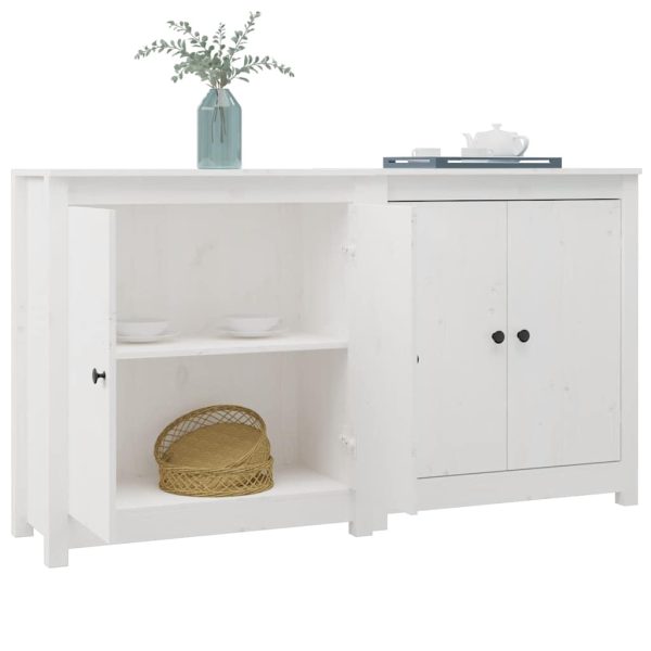 Servante, 2 buc., alb, 70x35x80 cm, lemn masiv de pin