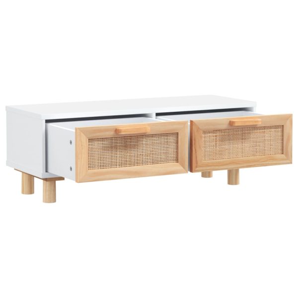 Măsuță de cafea alb 80x40x30cm lemn prelucrat&lemn masiv pin