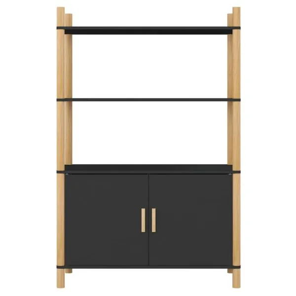 Dulap înalt, negru, 80x40x121 cm, lemn prelucrat
