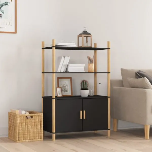 Dulap înalt, negru, 80x40x121 cm, lemn prelucrat