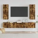 Set dulapuri TV, 5 piese, stejar fumuriu, lemn prelucrat