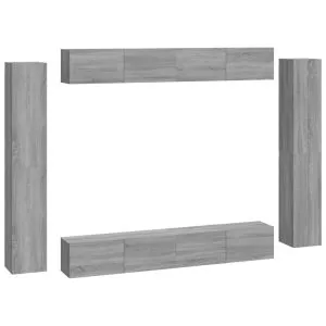 Set dulap TV, 8 piese, gri sonoma, lemn prelucrat