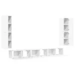 Set dulap TV, 7 piese, alb, lemn prelucrat
