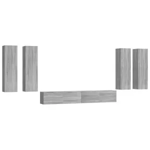 Set dulapuri TV, 6 piese, gri sonoma, lemn prelucrat