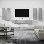 Set dulapuri TV, 6 piese, gri sonoma, lemn prelucrat