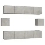 Set dulap TV, 6 piese, gri beton, lemn prelucrat