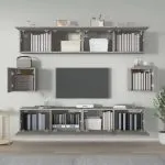 Set dulap TV, 6 piese, gri beton, lemn prelucrat