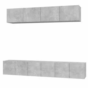 Set dulap TV, 5 piese, gri beton, lemn prelucrat