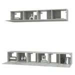 Set dulap TV, 5 piese, gri beton, lemn prelucrat