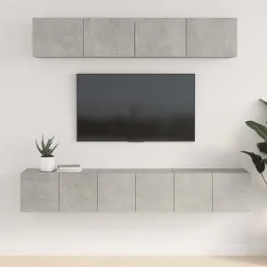 Set dulap TV, 5 piese, gri beton, lemn prelucrat