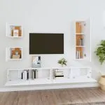 Set dulap TV, 5 piese, alb, lemn prelucrat