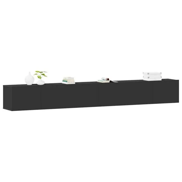 Set dulapuri TV, 3 piese, negru, lemn prelucrat