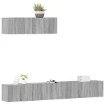 Set dulap TV, 3 piese, gri sonoma, lemn prelucrat