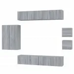 Set dulap TV, 8 piese, gri sonoma, lemn prelucrat