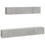 Set dulap TV, 4 piese, gri beton, lemn prelucrat