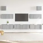 Set comode TV, 7 piese, gri sonoma, lemn compozit