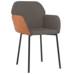 Scaune de bucătărie, 2 buc., gri închis, textil/piele ecologică