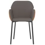 Scaune de bucătărie, 2 buc., gri închis, textil/piele ecologică