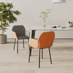 Scaune de bucătărie, 2 buc., gri închis, textil/piele ecologică