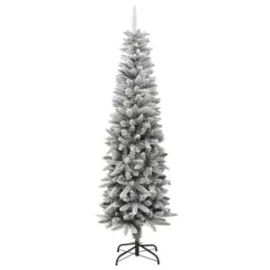 Brad de Crăciun artificial slim cu zăpadă pufoasă 180 cm PVC&PE