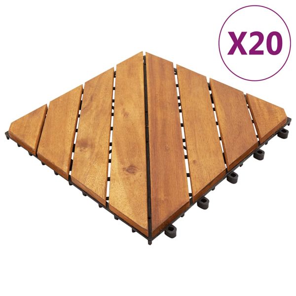 Plăci pardoseală, 20 buc., maro, 30×30 cm, lemn masiv de acacia