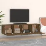 Dulapuri TV de perete 2 buc. stejar fumuriu 60×36,5×35 cm lemn