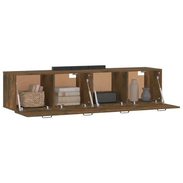 Dulapuri TV de perete 2 buc. stejar fumuriu 60×36,5×35 cm lemn
