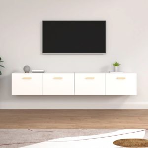 Dulapuri de perete, 2 buc., alb, 100×36,5×35 cm, lemn prelucrat