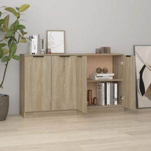 Servante, 2 piese, stejar sonoma, 60x30x70 cm, lemn prelucrat