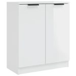 Servante, 2 buc., alb extralucios, 60x30x70 cm, lemn prelucrat