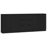Servante, 3 piese, negru, lemn prelucrat
