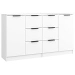Servante, 2 buc.,, alb, 60x30x70 cm, lemn prelucrat