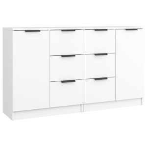 Servante, 2 buc.,, alb, 60x30x70 cm, lemn prelucrat