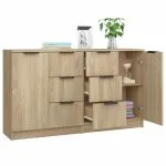 Servante, 2 buc., stejar sonoma, 60x30x70 cm, lemn prelucrat