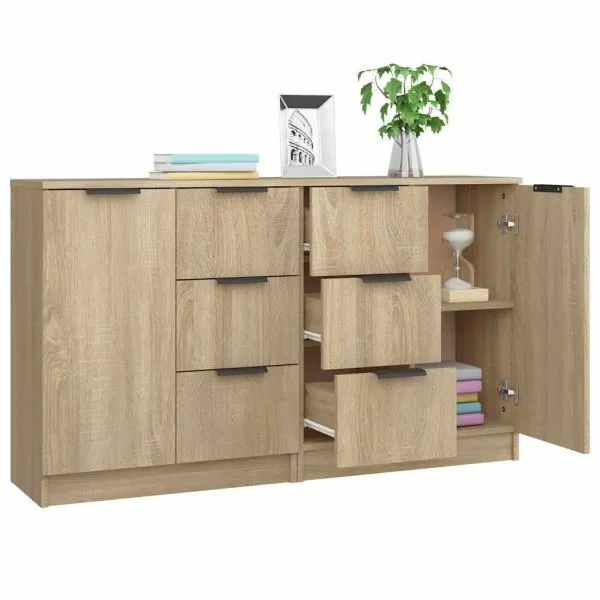 Servante, 2 buc., stejar sonoma, 60x30x70 cm, lemn prelucrat