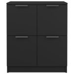Servante, 2 buc., negru, 60x30x70 cm, lemn compozit