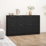 Servante, 2 buc., negru, 60x30x70 cm, lemn compozit