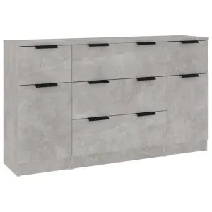 Set servantă, 3 piese, gri beton, lemn prelucrat