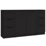 Servante, 3 piese, negru, lemn prelucrat