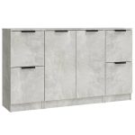 Servante, 3 piese, gri beton, lemn prelucrat