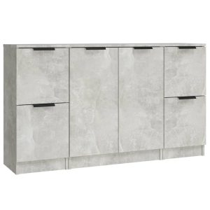 Servante, 3 piese, gri beton, lemn prelucrat