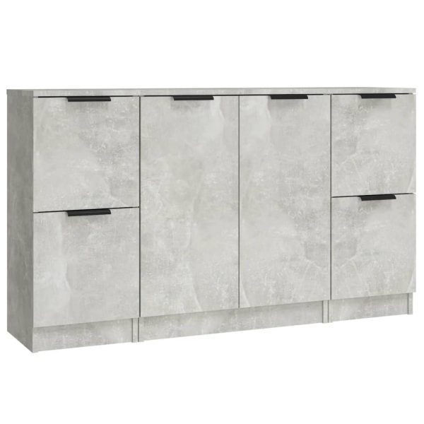 Servante, 3 piese, gri beton, lemn prelucrat