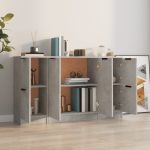 Servante, 3 piese, gri beton, lemn prelucrat